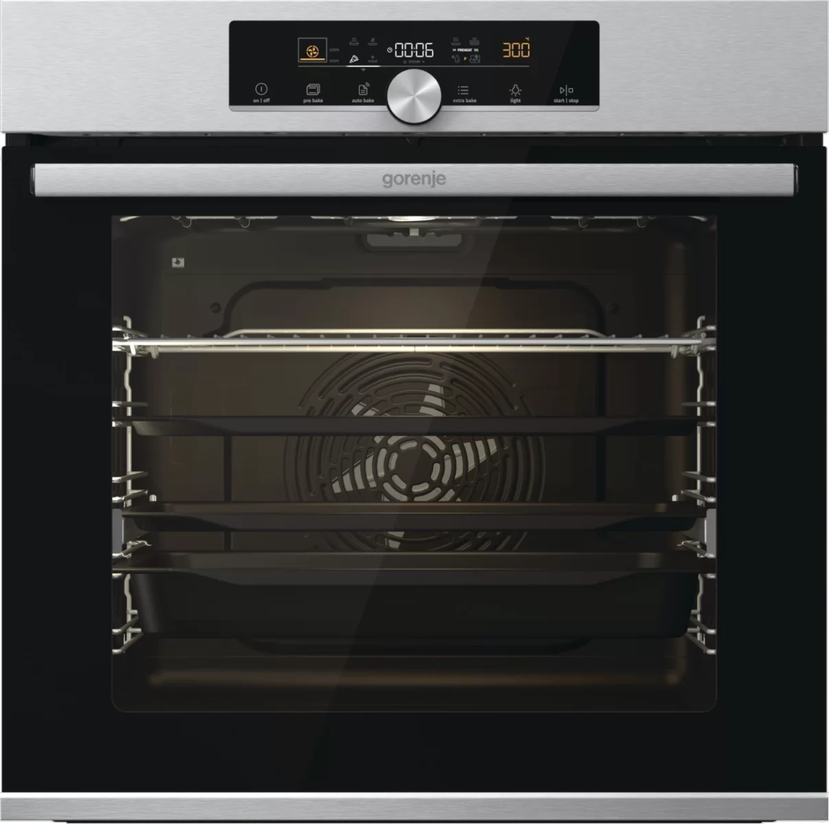 Духовой шкаф Gorenje BPS6747A06X (Advanced / нерж. / SilverMatte / IconLED+ / GentleBake / AirFry+ / AquaClean / WarmPlate / телескоп / пиролиз)-0