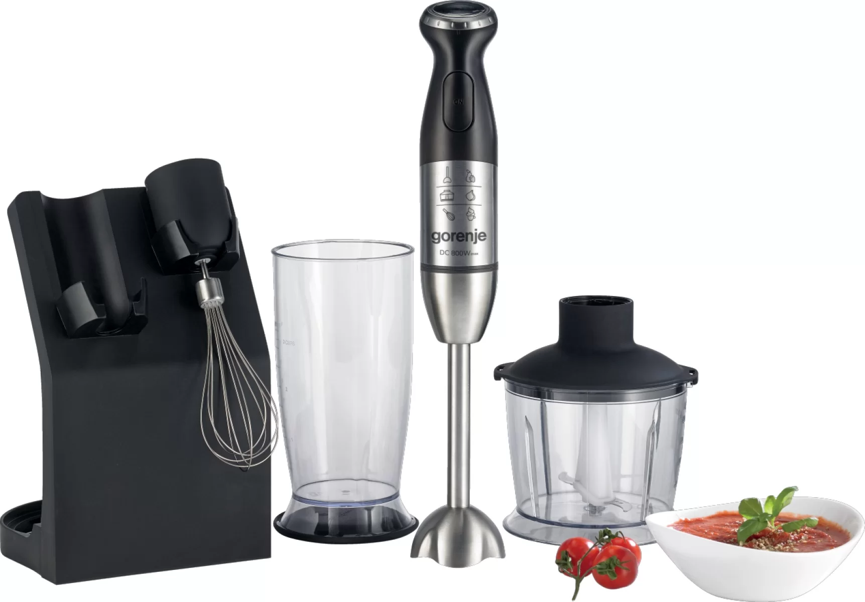 Блендер Gorenje HBC807QB (800 Вт/ турборежим/ венчик, измельчитель, стакан)-0