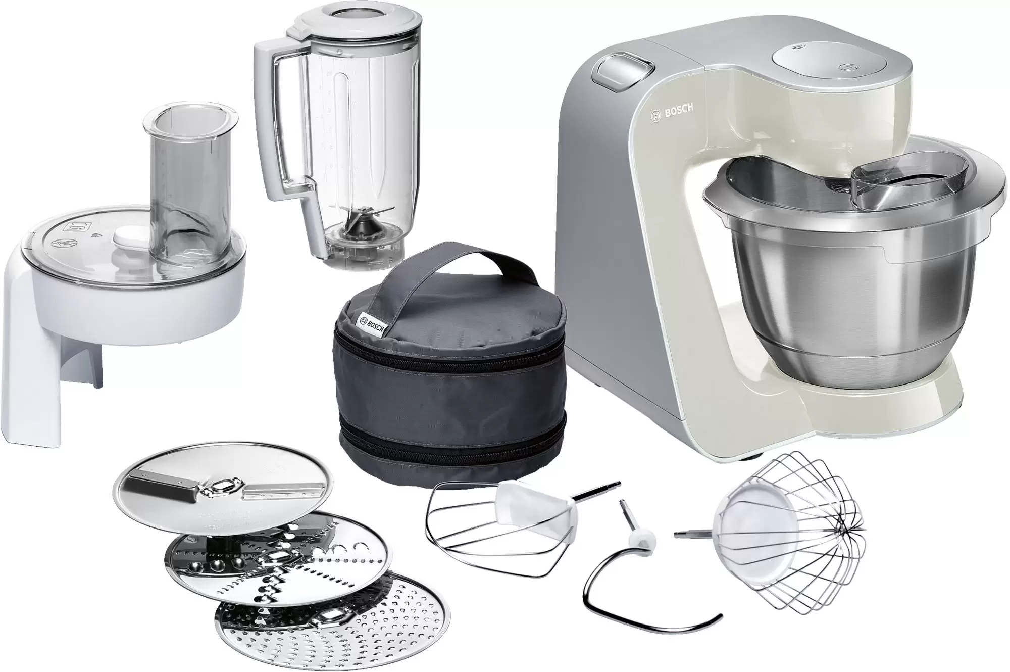 Кухонный комбайн Bosch MUM58L20 (1000Вт / 3.9л / блендер, тёрка, венчик / белый)-0