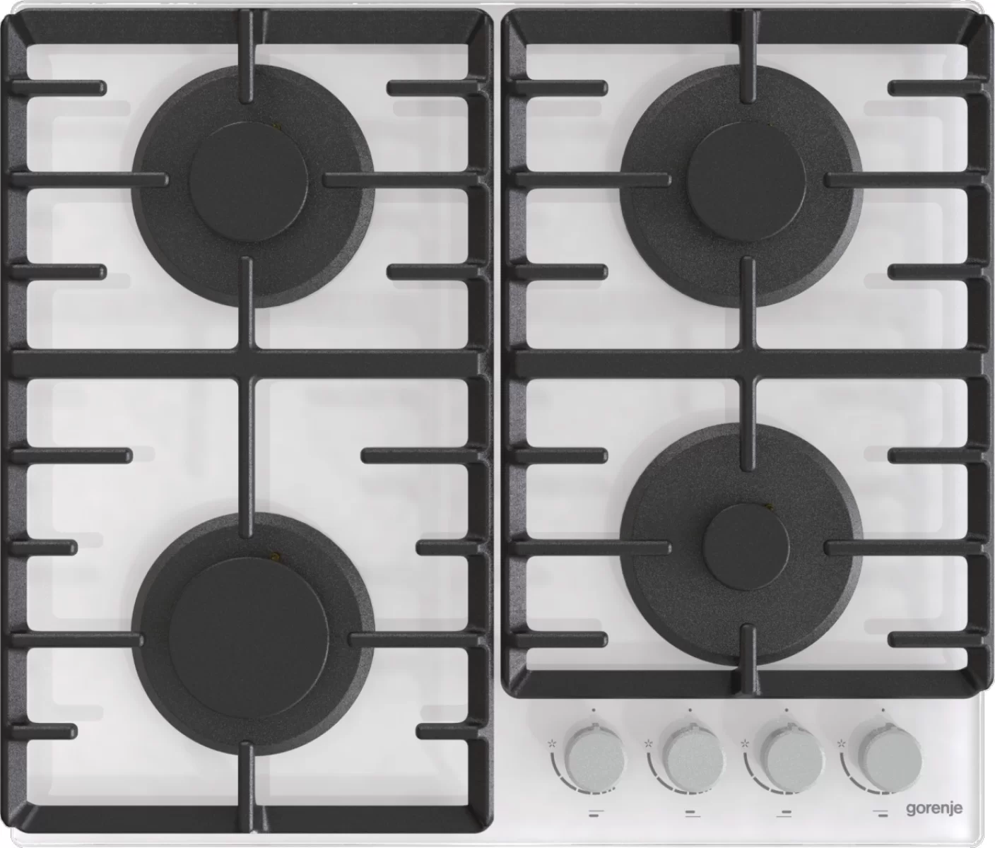 Поверхность газовая Gorenje GT642AXW (Advanced / белое стекло / чугунные решетки / BigSurface)-0