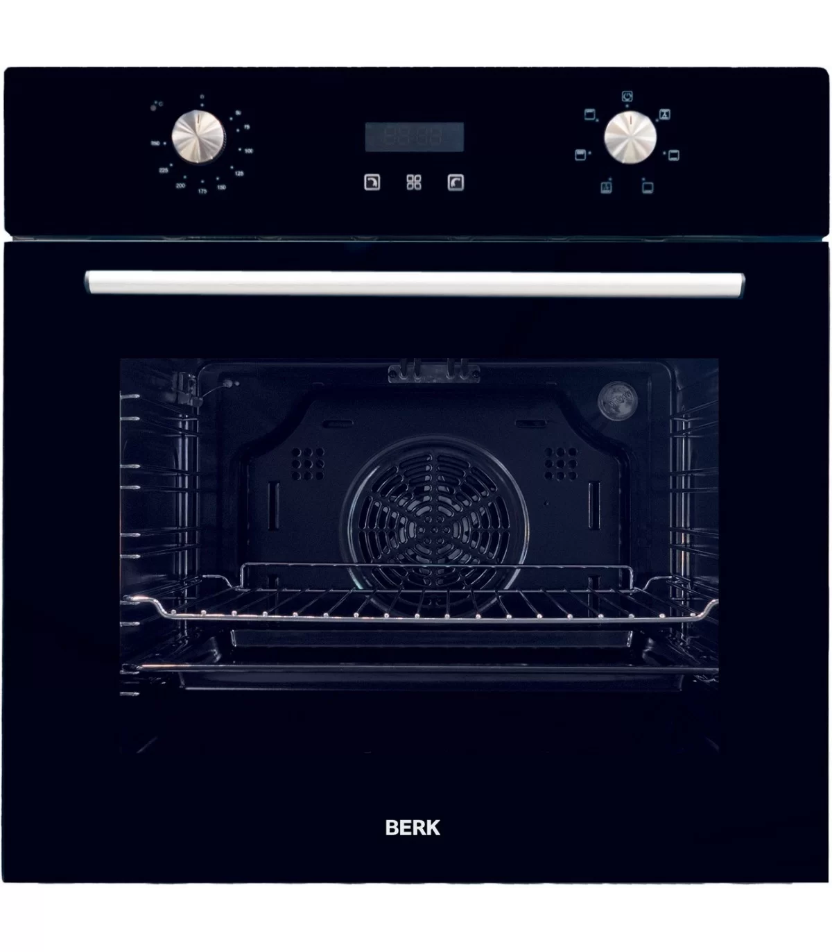Духовой шкаф Berk BO 664MT G BL/YK (до 250 °C / Чёрное стекло / съемные направляющие / А)-0
