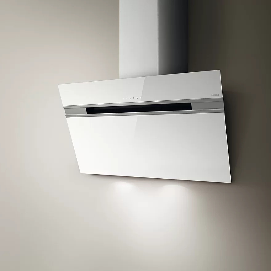 Вытяжка наклонная Elica Stripe WH/A/90/LX (1200 м³/ч / 265 Вт / LED освещение 2x2.5 Вт / ширина - 89.8 см / белое стекло)-0