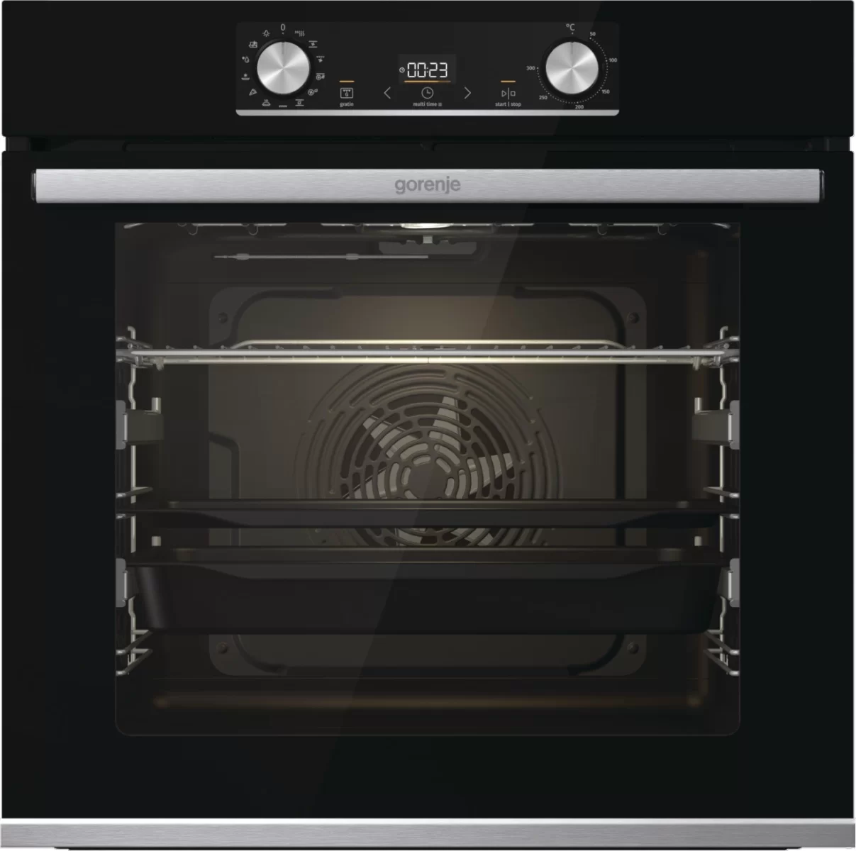 Духовой шкаф Gorenje BOSX6737E09BG (Essential / Чёрный / SilverMatte / IconLED / GentleBake / AquaClean / телескоп / каталит. на задней стенке)-0