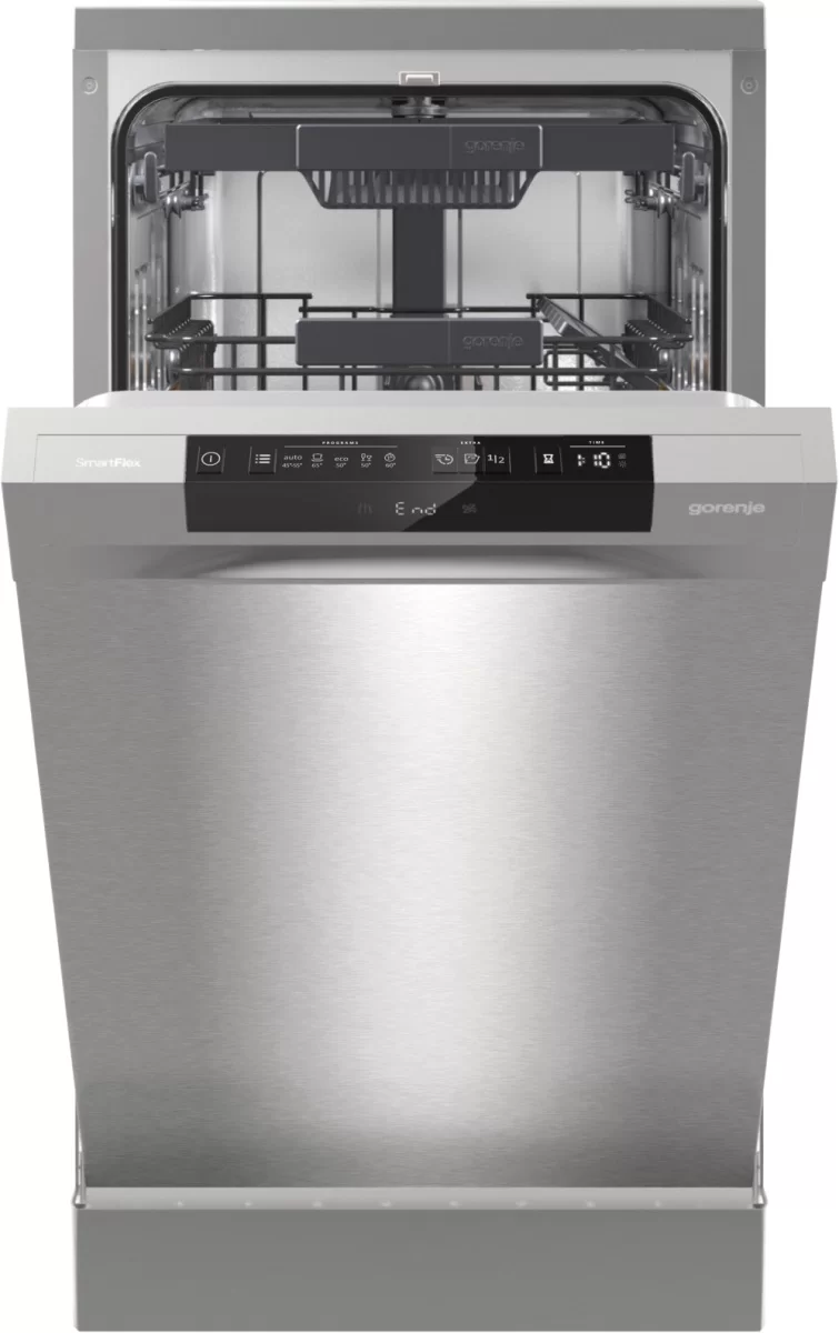 Машина посудомоечная отдельностоящая узкая Gorenje GS541D10X (Advanced / 11 комплектов / 5 программ / А+++ / Мотор Inverter PowerDrive / Серая)-0
