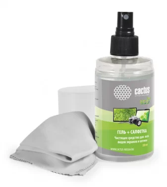 Чистящий набор (салфетка + гель) Cactus CS-S3004E для экранов и оптики 1шт 18x18см 200мл-0