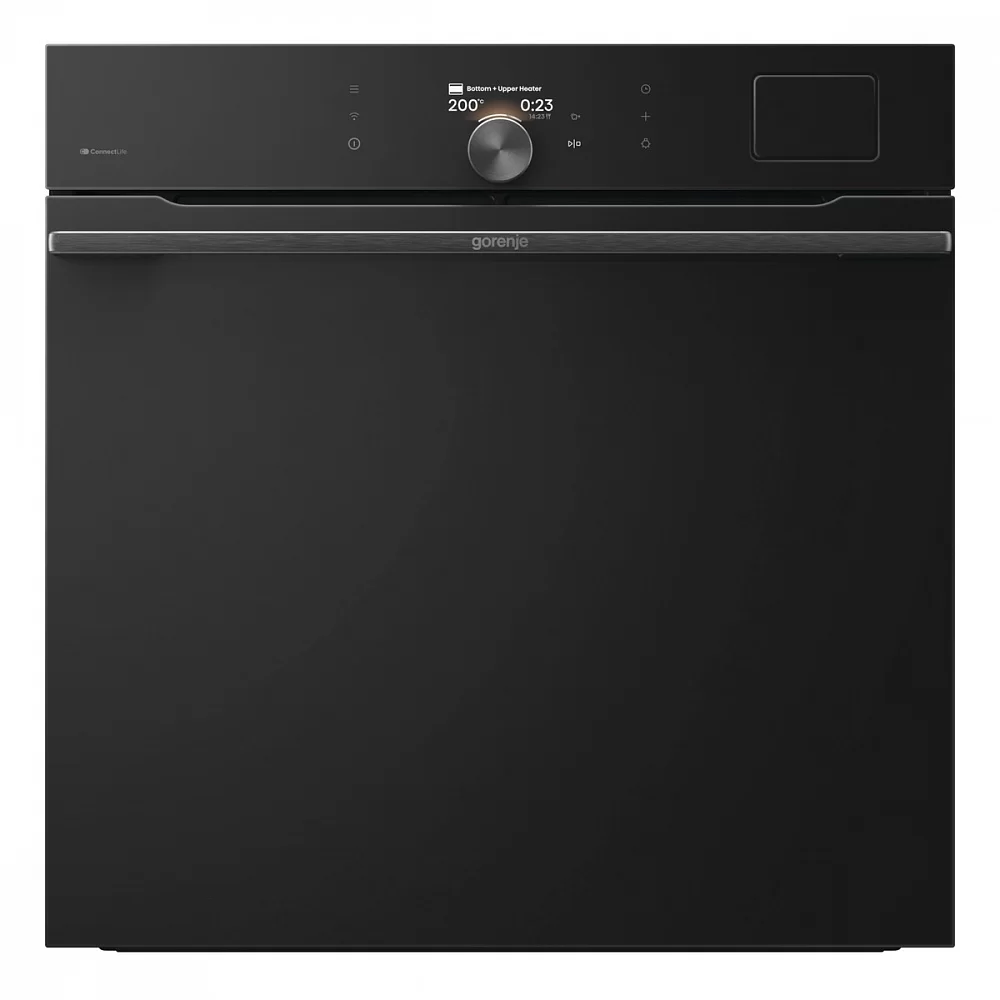Духовой шкаф с функцией пароварки Gorenje BFS6148B (G800 / 77 л / до 230 °C / Чёрный, стекло / AquaClean / телескоп. напр. (x1) / термозонд / Wi-Fi)-0