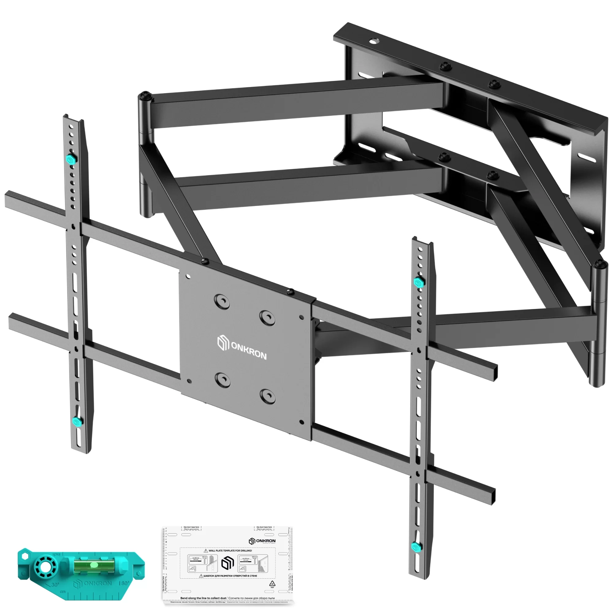 Кронштейн для ТВ ONKRON M8L чёрный, для 42"-110", наклон 15°, поворот 90°, нагрузка до 100 кг, расстояние до стены 103-1033 мм-0