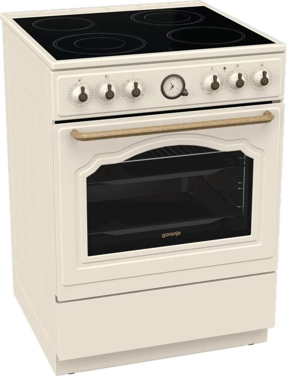 Плита электрическая Gorenje GECS6B70CLI (Classico / Бежевый / духовка - 71 л / 4 конфорки (2200/1800/1200/1700Вт) / AquaClean / Мощность - 10,2 кВт)-0