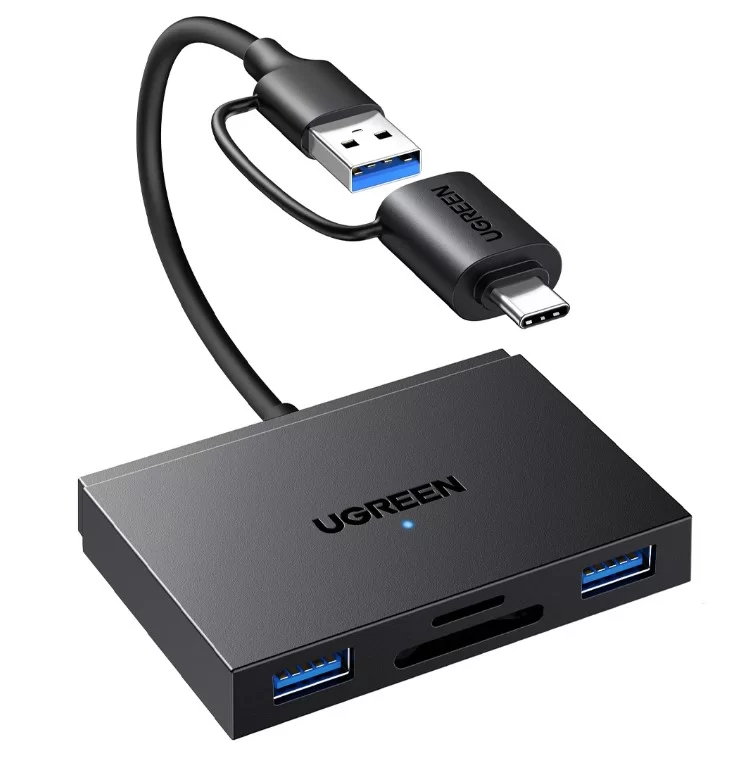 Кардридер UGREEN CM812 (45167) 4-in-1 MicroSD*USB*USB-C*SDXC*SDHC, Цвет: черный-0