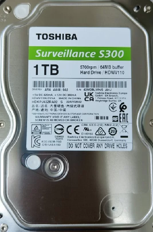 Жесткий диск 1000Gb Toshiba 64Mb SATA3 S300 HDKPJ42ZRA02S-1