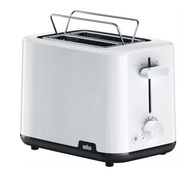 Тостер Braun HT1010WH (900 Вт/ тостов - 2/ подогрев, размораживание, решетка для подогрева булочек, поддон для крошек/ белый)-0