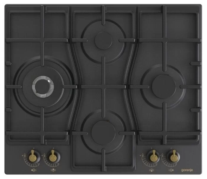 Поверхность газовая Gorenje GW6D42CLB (Classico / черный / конфорки ромбом / эмаль / чугун / WOK)-0