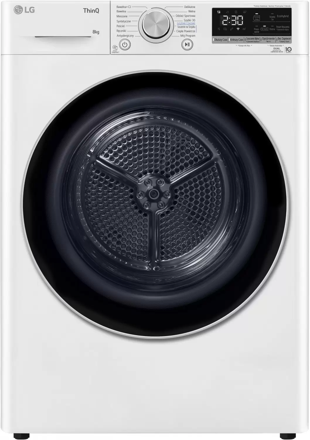 Сушильная машина с тепловым насосом LG RH80V9AV3N (69см / 8кг / Dual Inverter Heat Pump™ / Eco Hybrid™ / Allergy Care / Wi-Fi / A+++)-0