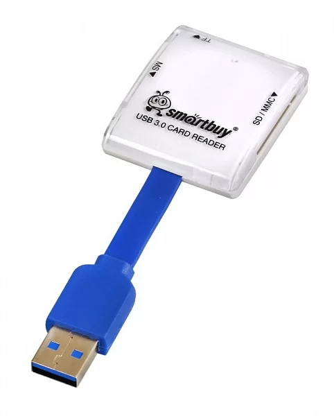 Картридер Smartbuy 700, USB 3.0 - SD/microSD/MS, белый-0