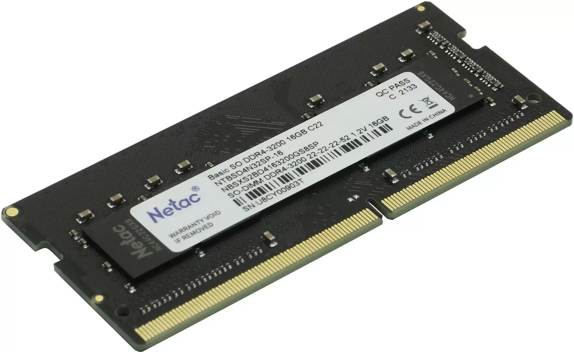 Память DDR4 SODIMM 16Gb 3200MHz Netac Basic NTBSD4N32SP-16-0