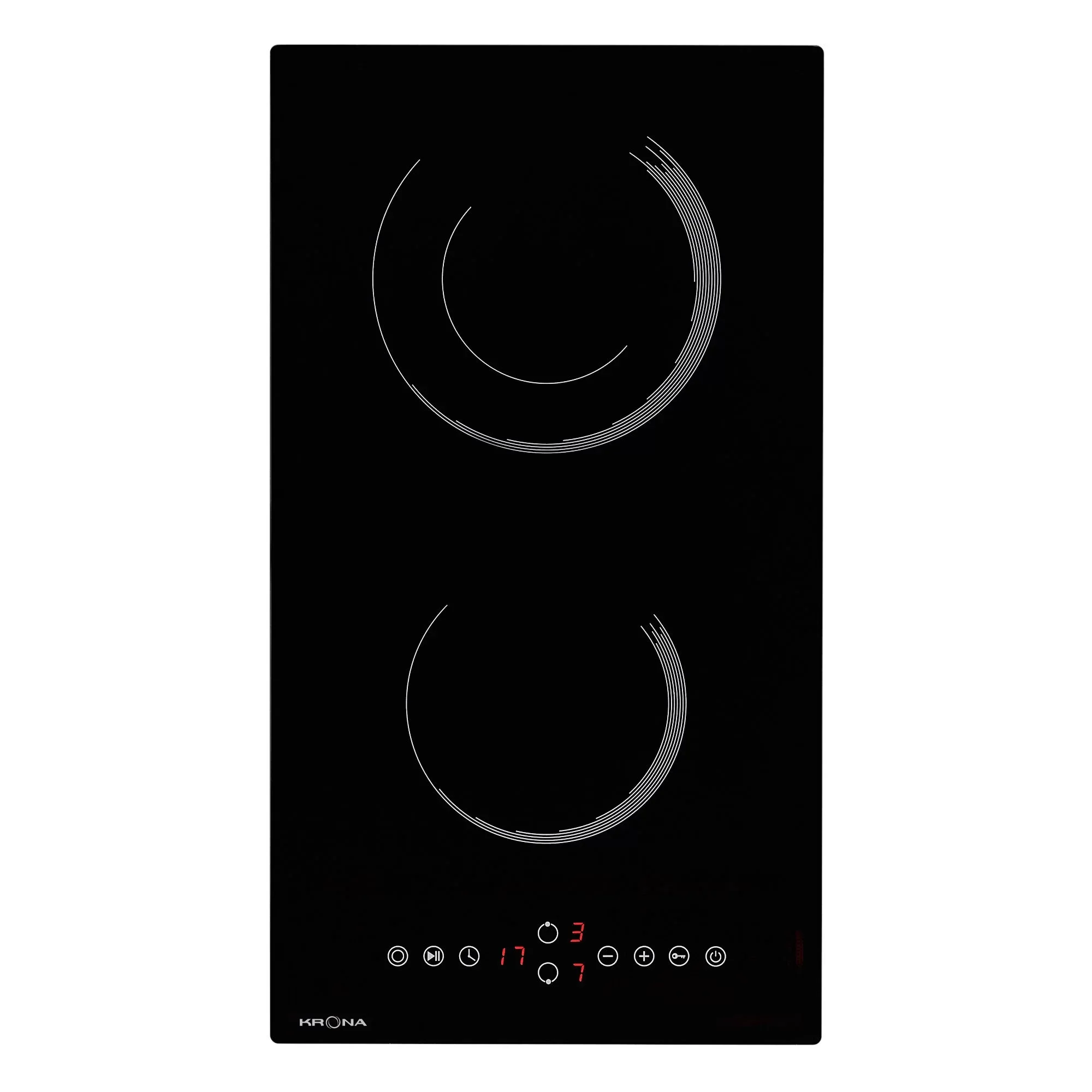 Поверхность электрическая KRONA ORSA 30 BL (Черный  / 2 конфорки / 1,2 кВт / 1,2 кВт / стеклокерамика / STOP&GO / 3,2 кВт)-0