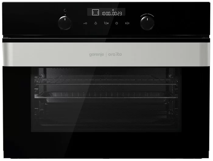 Духовой шкаф компактный с микроволнами Gorenje BCM547ORAB (Ora-Ito / черный / AquaClean / дисплей IconLED+ / FastPreheat / HomeMADE / Cool Door)-0