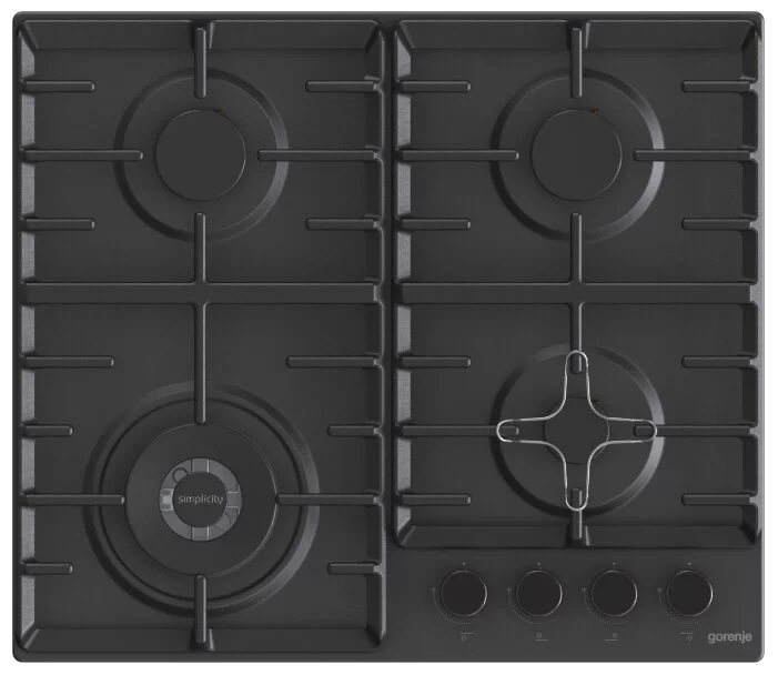 Поверхность газовая Gorenje GW642SYB (Simplicity 2.1 / черный / нержавеющая сталь / чугун / WOK)-0