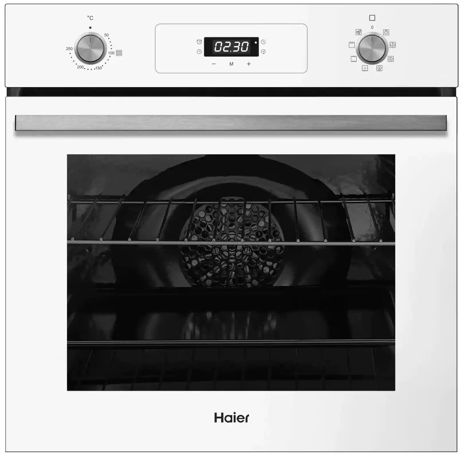 Духовой шкаф Haier HOD-P08TGW (70 л / Белое стекло / Гриль / Телескоп.напр.(x1) / AquaClean / A+)-0