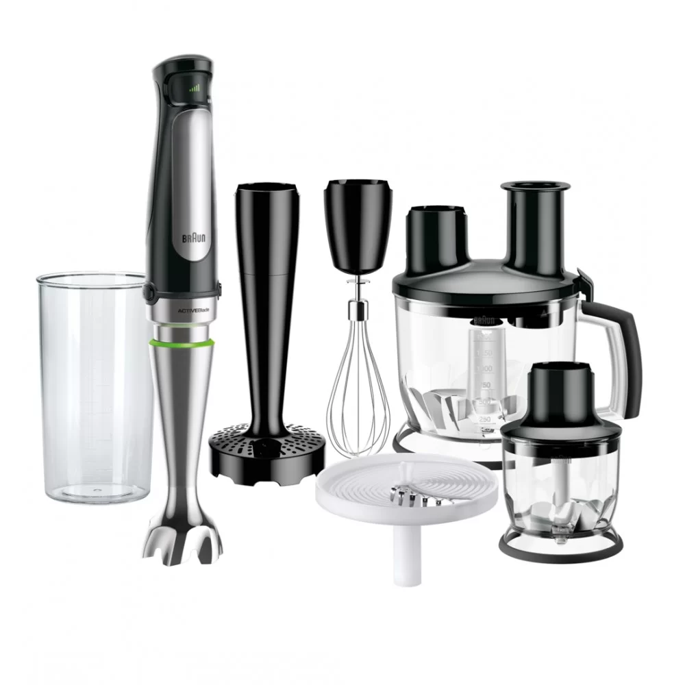 Блендер Braun Multiquick 7 MQ7087X (850 Вт/ скоростей 10/ турборежим/ венчик, измельчитель, комбайн, пюре, стакан)-0