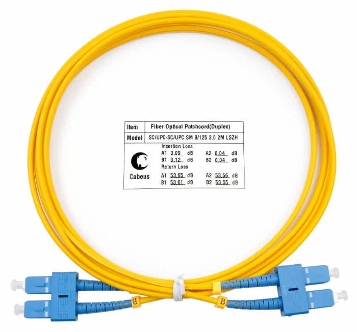 Шнур оптический duplex Cabeus FOP(d)-9-SC-SC-2m SC-SC 9/125 sm 2м LSZH-0