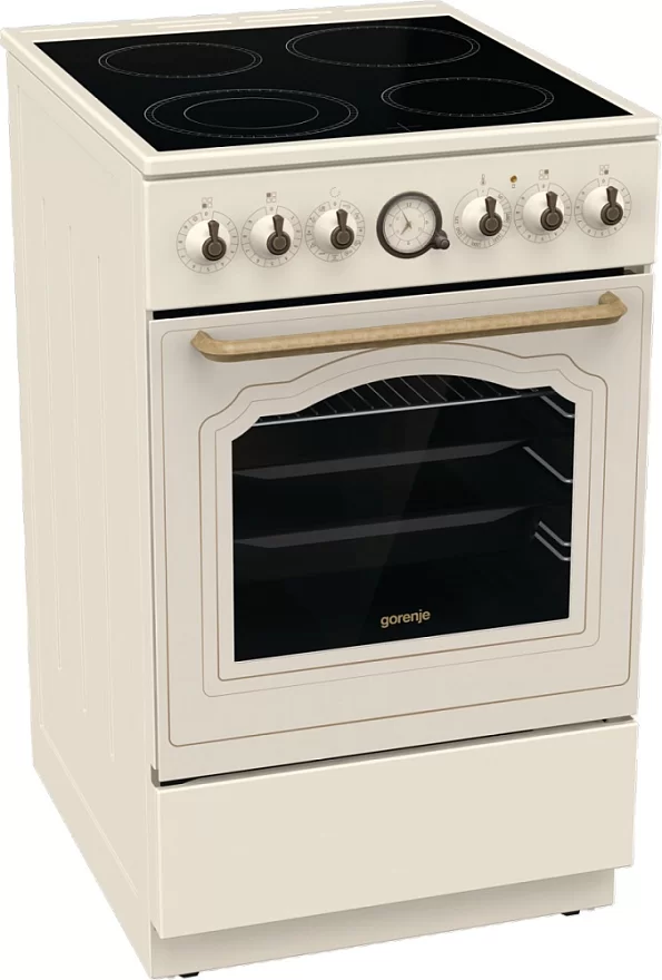 Плита электрическая Gorenje GECS5B70CLI (Classico / Бежевый / духовка - 70 л / 4 конфорки (2200/1800/1200/1700Вт) / AquaClean / Мощность - 9,2 кВт)-0