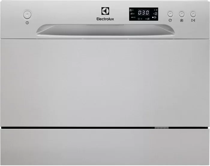 Машина посудомоечная отдельностоящая компактная Electrolux ESF2400OS (6 комплектов / Расход воды - 6,5 л / AquaStop / Серебро)-0