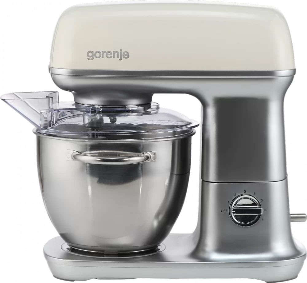 Миксер планетарный Gorenje MMC1000RL (1000 Вт / 4,5 л / скоростей 7 / корпус металл / насадок 4 / бежевый)-0