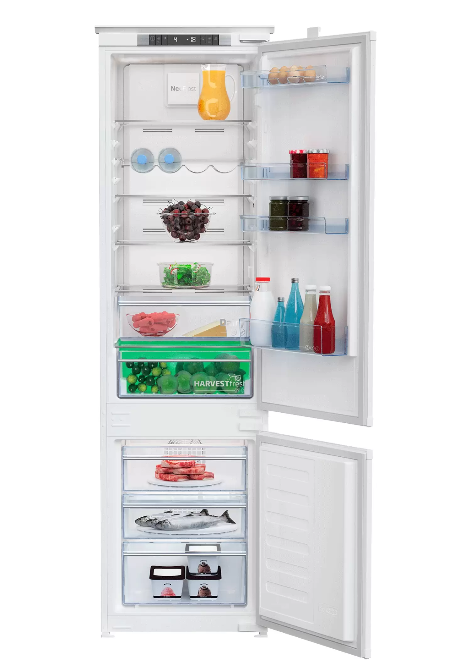 Холодильник встраиваемый Beko BCNA306E3S (HarvestFresh / Объем - 306 л / Высота - 193.5 см / Слайдерное крепление фасадов / A+ / Белый / NoFrost)-0