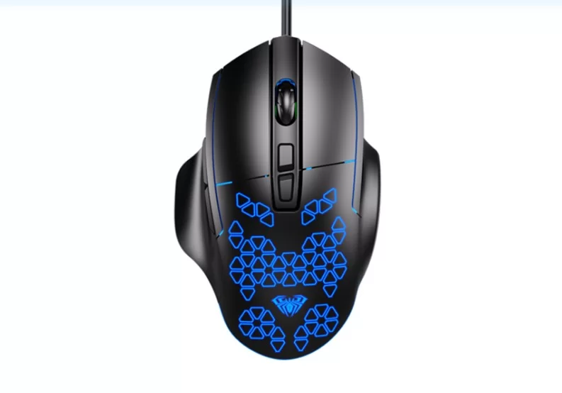 Игровая проводная мышь AULA F812, 7200dpi, LED подсветка, черная-0