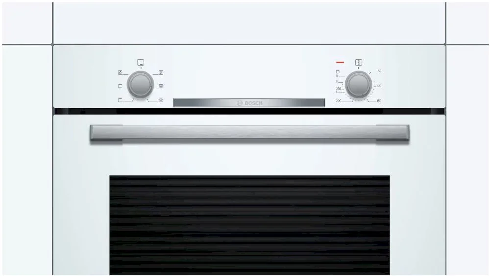 Духовой шкаф Bosch HBA530BW0S (Serie2 / 71 л / до 275 °C / Белое стекло / Гриль / съемные направляющие / EcoClean (задняя стенка) / A)-1