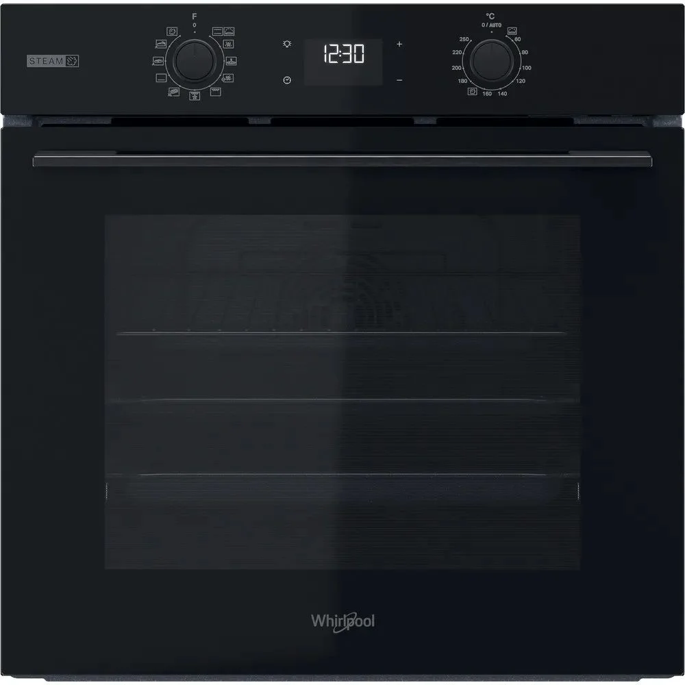 Духовой шкаф с добавлением пара Whirlpool OMSK58CU1B (71 л / до 250 °C / Чёрный, стекло / каталитич боковые стенки / Гриль / Телескоп. напр. / A+)-0