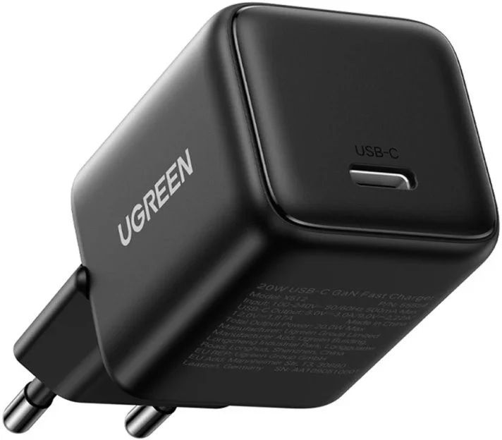 Сетевое зарядное устройство Ugreen X512, (Type-C/3A/20W/PD/QC), чёрный (55553)-0