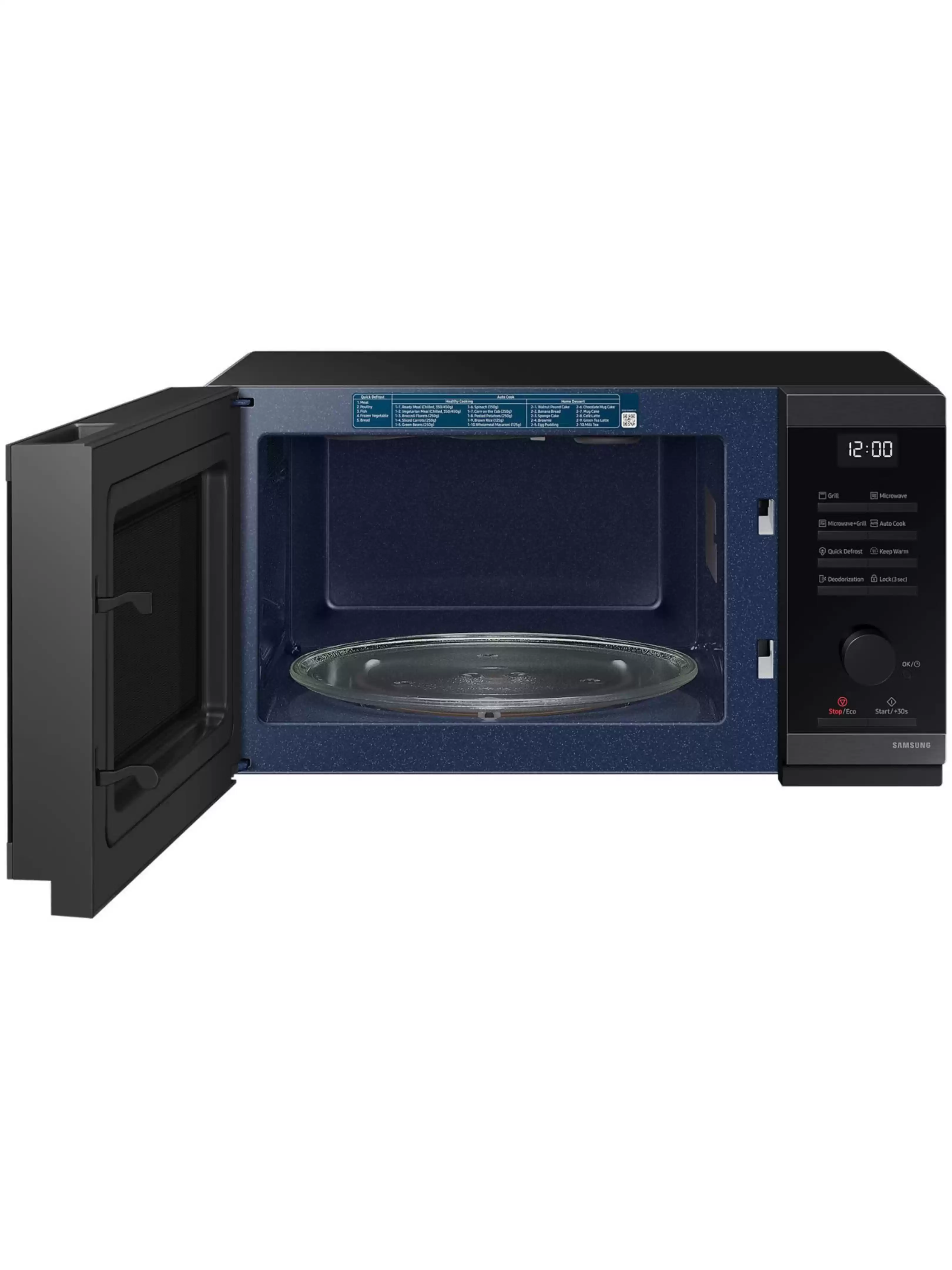 Микроволновая печь Samsung MG23DG4524AGE2 (23 л, 800 Вт, переключатели поворотный механизм, кнопки, гриль 1150 Вт, дисплей, черный)-4