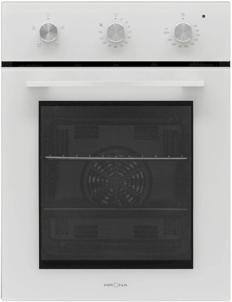 Духовой шкаф KRONA BREVE 45 WH (Узкий, 45 см / 47,5 л / до 260 °C / Белое стекло / Боковые направляющие / Гриль / А)-0