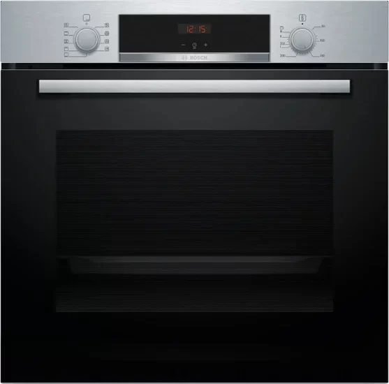 Духовой шкаф Bosch HBA534ES3 (Serie4 / 71 л / до 275 °C / Нерж.сталь + чёрное стекло / Гриль / телеско направл. (x1) / EcoClean Direct / A+)-0