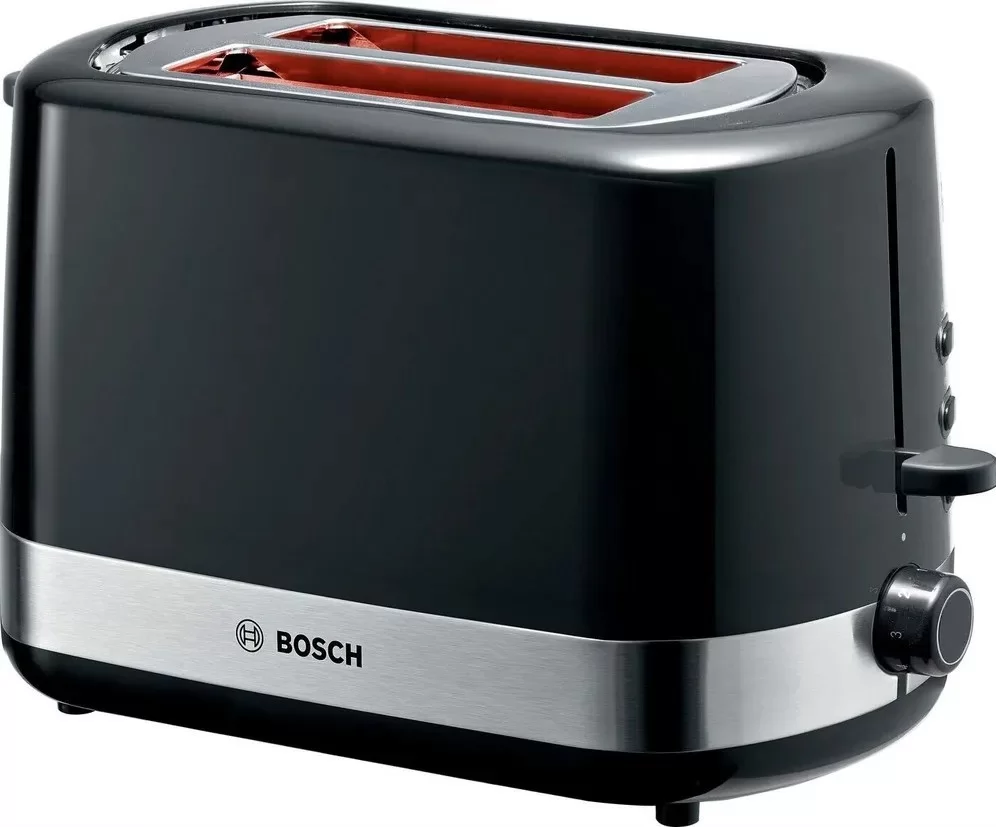 Тостер Bosch TAT6A513 (800 Вт/ тостов - 2/ подогрев, размораживание, решетка для подогрева булочек, поддон для крошек/ черный)-0