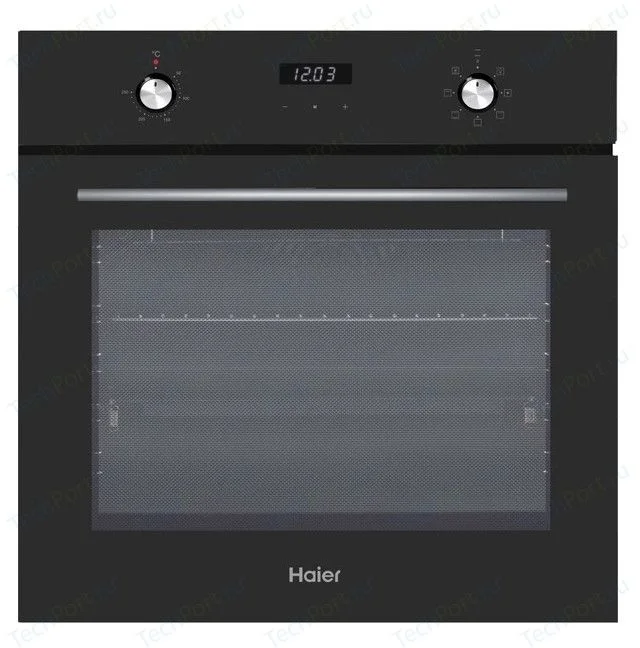 Духовой шкаф Haier HOX-P06HGB (76 л / Чёрное стекло / Гриль / Телескоп.напр.(x1) / Эмаль легкой очистки / A)-0