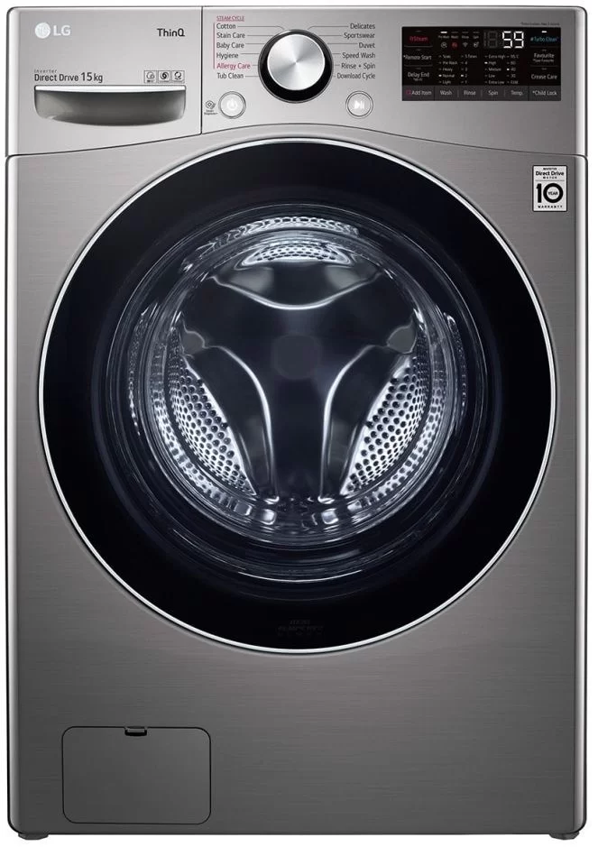 Стиральная машина LG F0L9DYP2S (77см / 15кг / 1400об / пар / AI DD / Steam / TurboWash™ 360˚ / Wi-Fi / A+++ / Серебро)-0