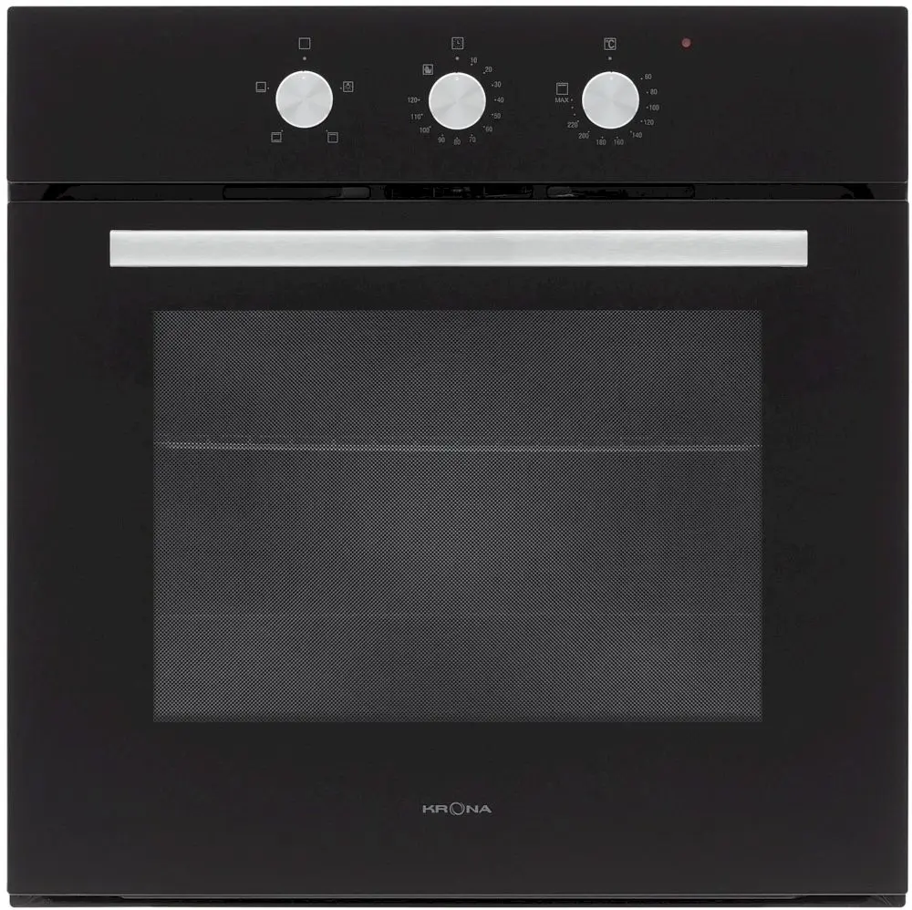 Духовой шкаф KRONA ESSENZA 60 BL G2 (68 л / до 260 °C / Чёрное стекло / Традиционная очистка / Гриль / Рельефные направляющие / А)-0