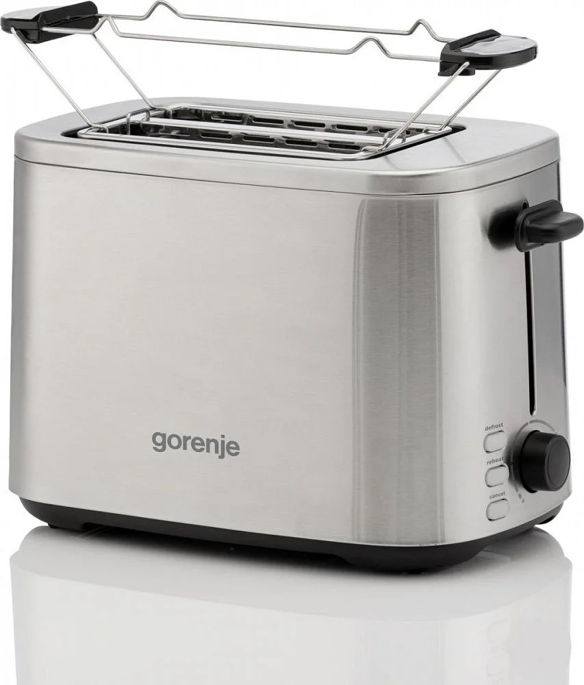 DSP Тостер Gorenje T800DS (800 Вт/ тостов - 2/ подогрев, размораживание, решетка для подогрева булочек, поддон для крошек/ нерж. сталь)-0