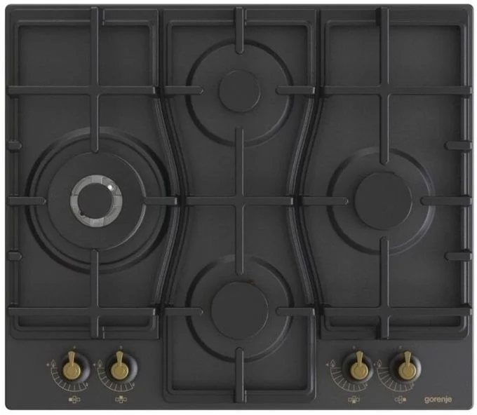 Поверхность газовая Gorenje GW6D42CLB (Classico / черный / конфорки ромбом / эмаль / чугун / WOK)-0