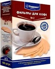 Фильтр бумажный для кофеварок Topperr №2 3015 неотбеленный-0