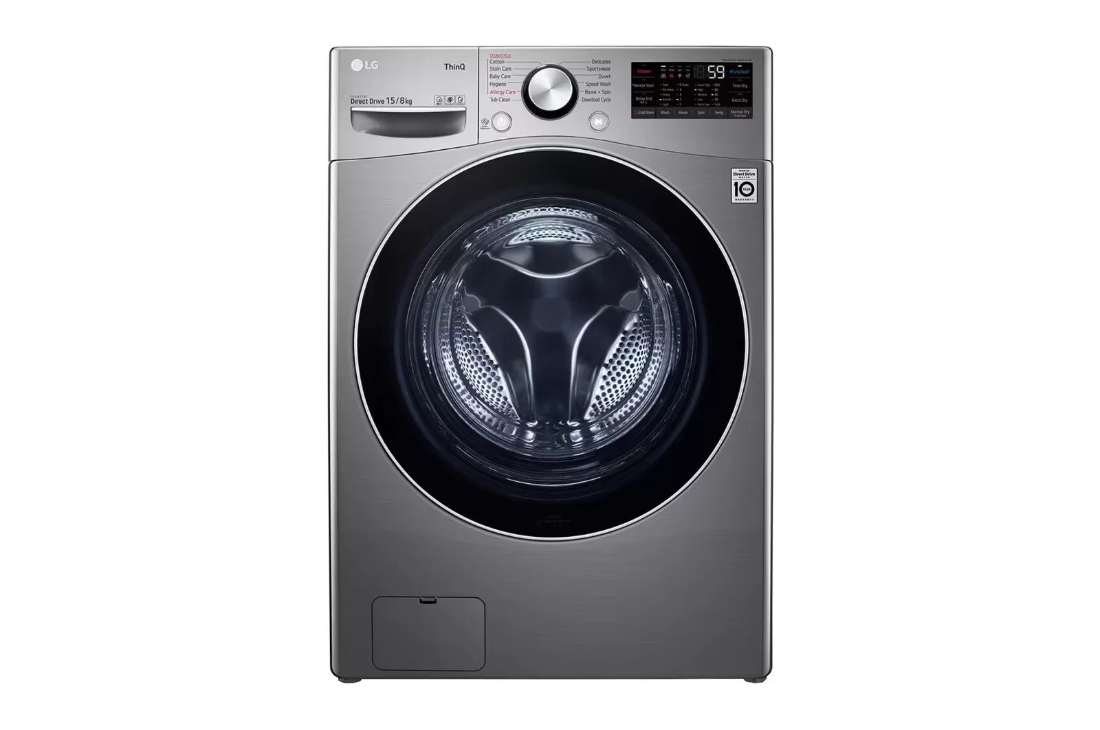 Стирально-сушильная машина LG F0L9DGP2S (77см / 15/8кг / 1400об / пар / AI DD / Steam / TurboWash™ 360˚ / Wi-Fi / A+++ / Серебро)-0