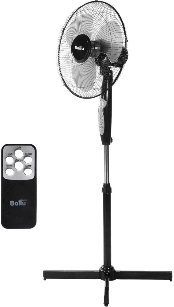 Вентилятор напольный Ballu BFF-807 ( 45 Вт / скоростей 3 / диаметр 38 см / пульт ДУ / таймер / тяжелая база / чёрный)-0