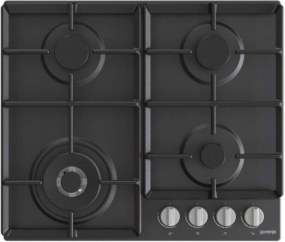 Поверхность газовая Gorenje GW641EXB (Essential / Чёрный / нержавеющая сталь / эмаль / XtraSurface / WOK)-1