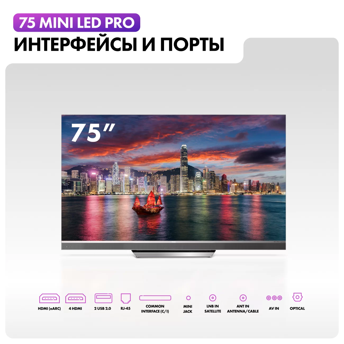 Телевизор Haier 75" Mini LED Pro 4K UHD Android TV 144 Hz VRR-14