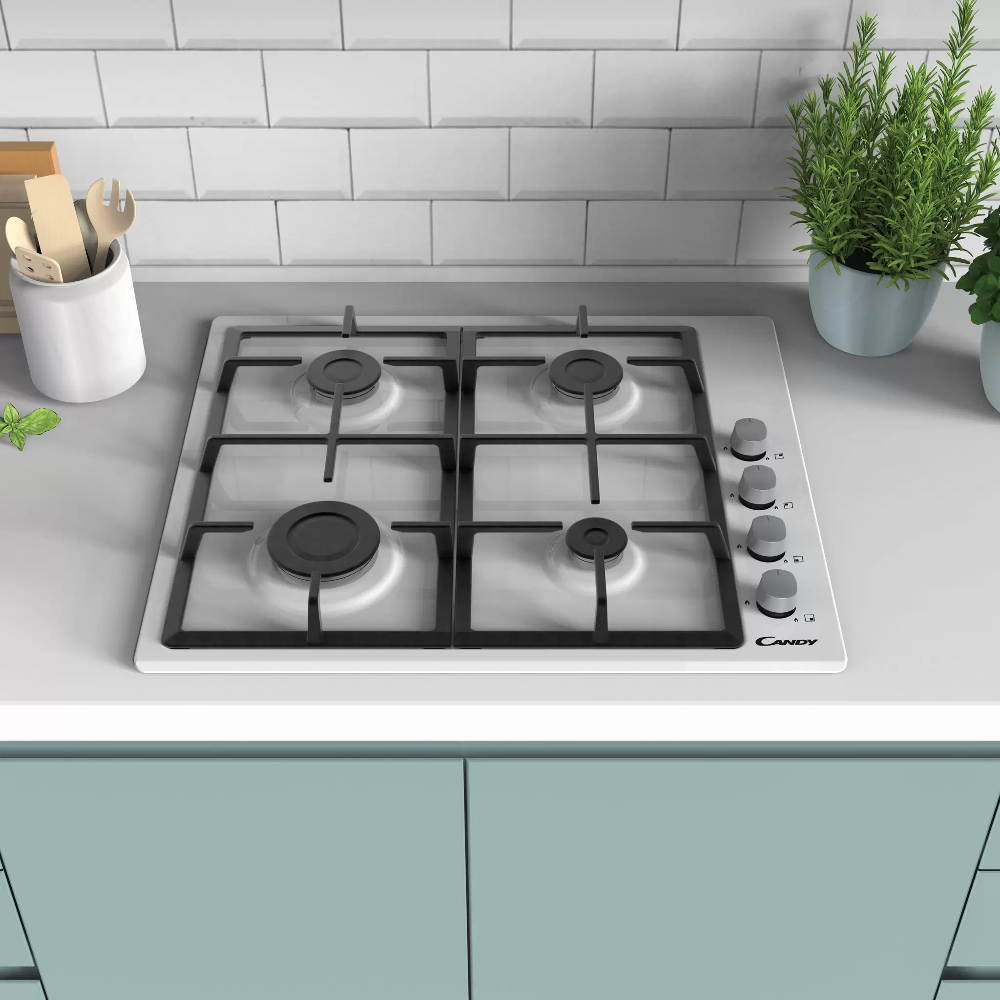 Поверхность газовая Candy CHG6LW (Smart / Белый / Сталь / Чугун)-5