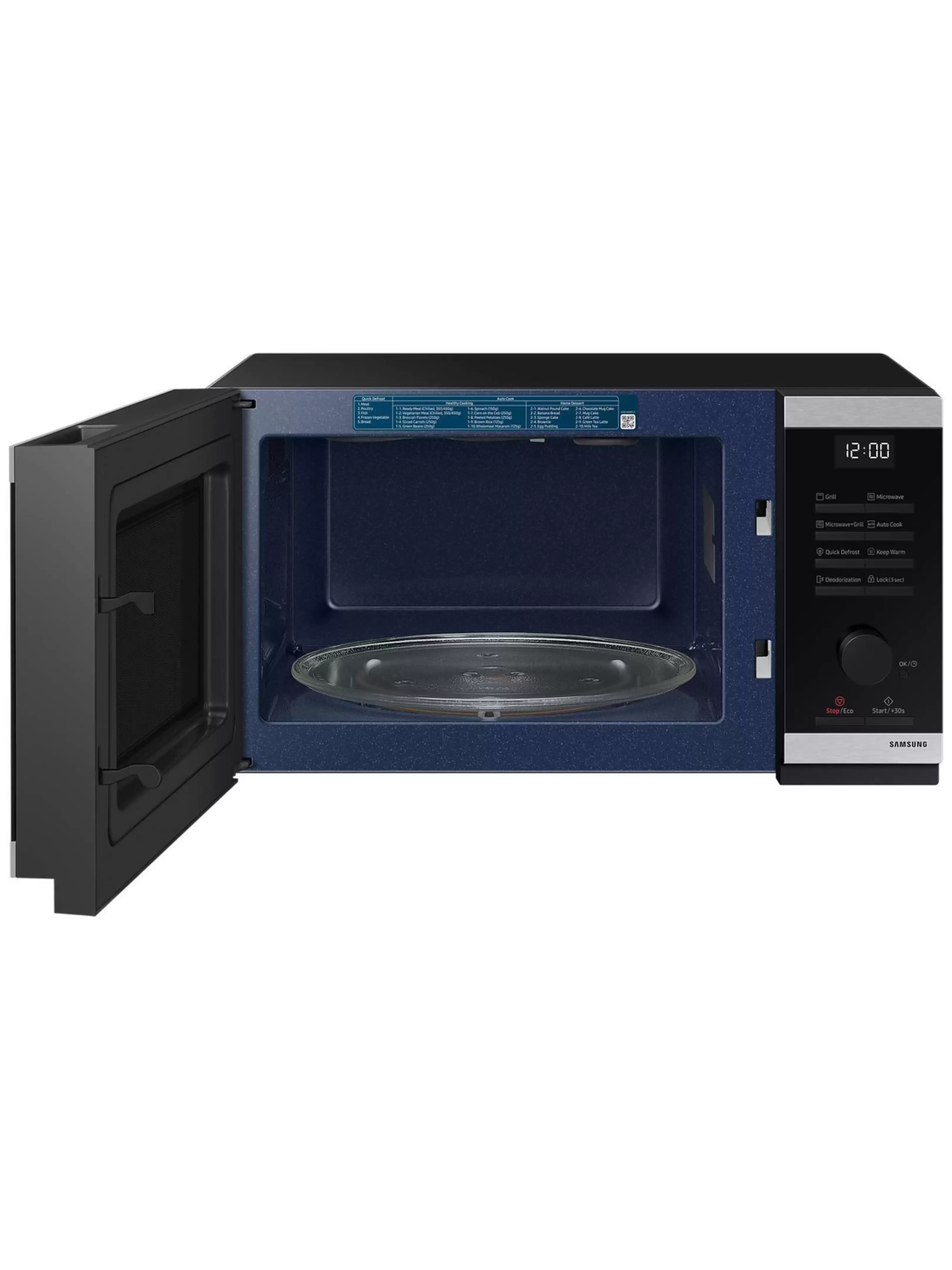 Микроволновая печь Samsung MG23DG4524ATE2 (23 л, 800 Вт, переключатели поворотный механизм, кнопки, гриль 1150 Вт, дисплей, черный/нерж. сталь)-4