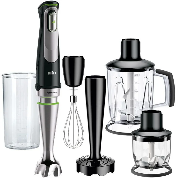Блендер Braun Multiquick 9 MQ9147X (1200 Вт/ скоростей 3/ турборежим/ венчик, измельчитель, кувшин, пюре, стакан)-0